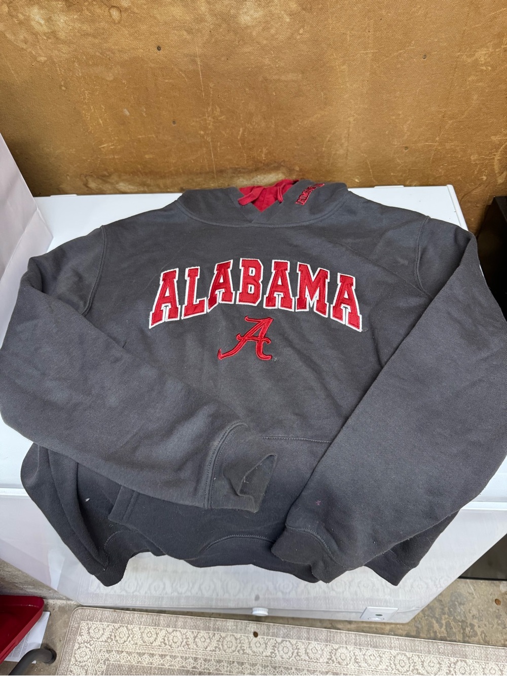 Stadium Athletics Alabama Gray Pullover Hoodie with Red Logo